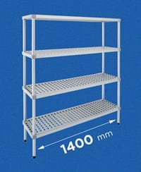 Cold room shelving ALUPLAST: shelf in aluminum and plastic - length 1400 mm