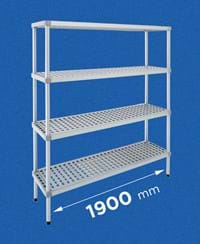 Scaffale per celle frigo modello ALUPLAST: in alluminio e plastica (polipropilene) - lunghezza 1900 mm