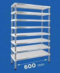 INOXPLAST shelf in steel and plastic: length 600 mm