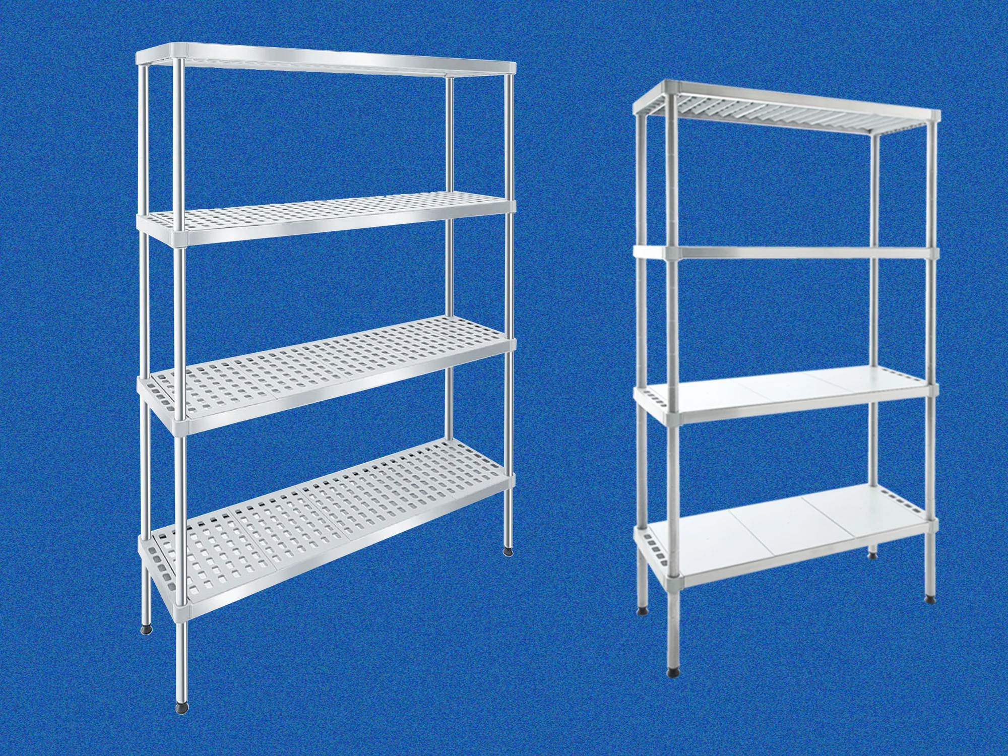 Shelves in stainless steel <br> and plastic: INOXPLAST