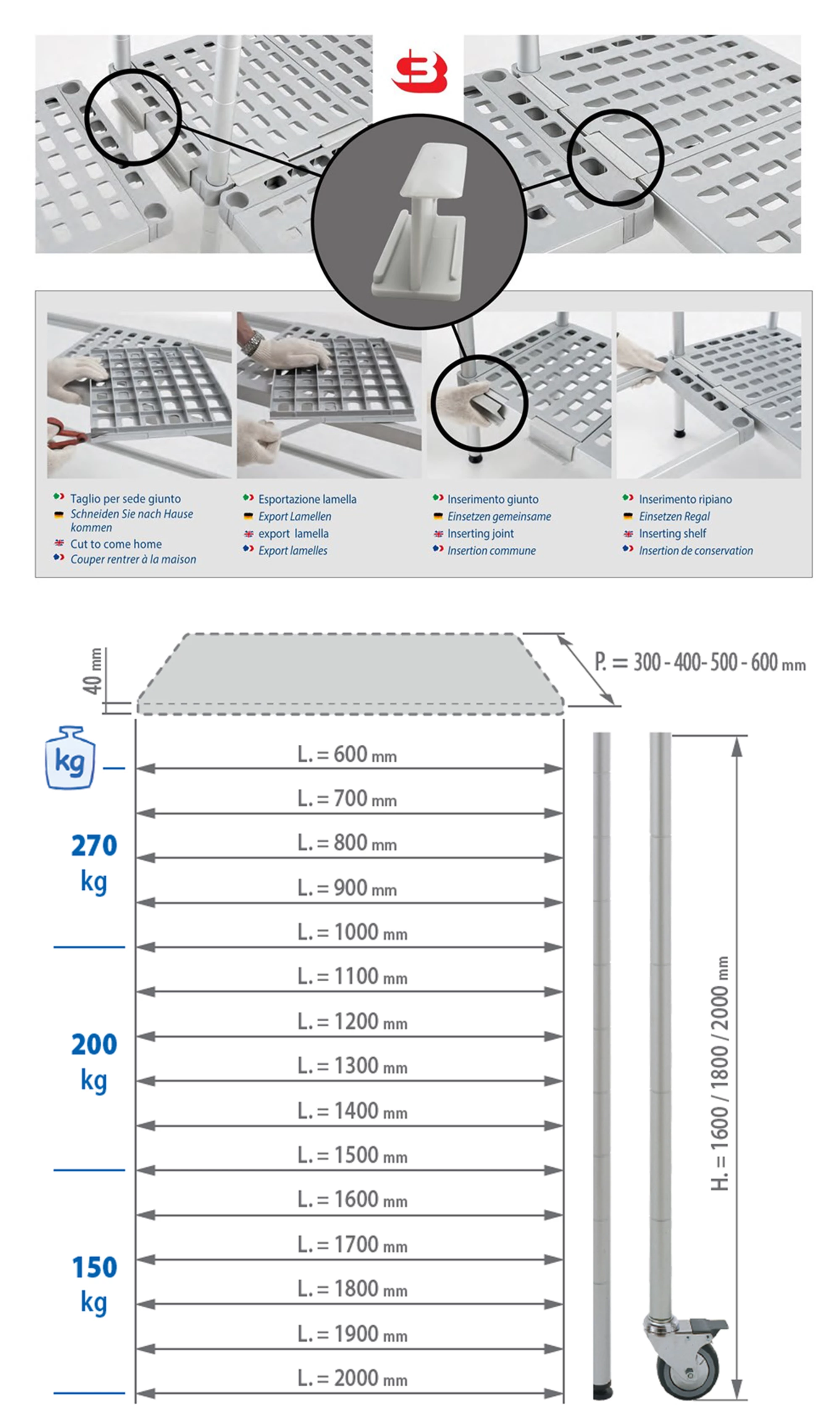Shelves for cold rooms