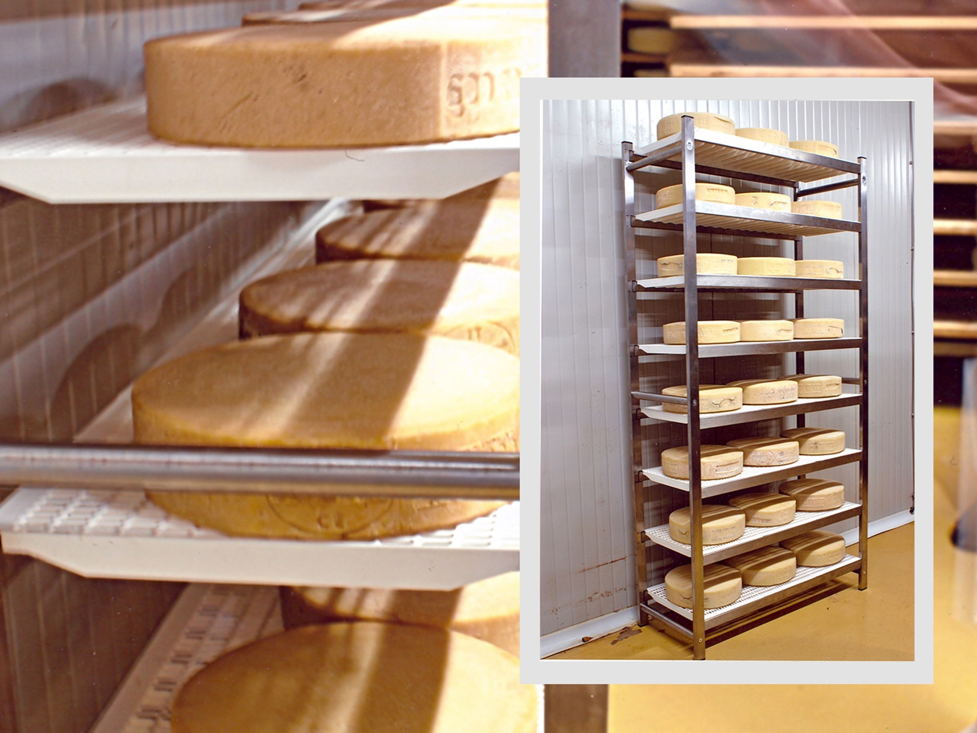 Shelves in stainless steel