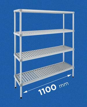 Scaffale per celle frigo modello ALUPLAST: in alluminio e plastica (polipropilene) - lunghezza 1100 mm
