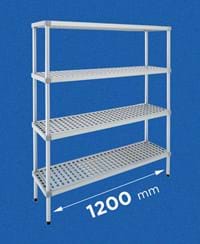Etagere pour chambre froide ALUPLAST en aluminium et plastique: longueur 1200 mm