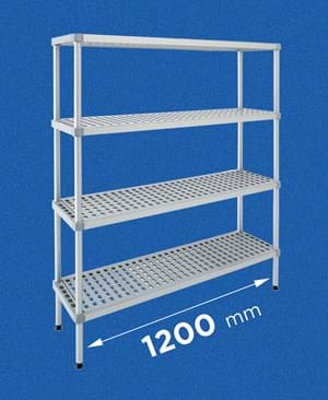 Scaffale per celle frigo modello ALUPLAST: in alluminio e plastica (polipropilene) - lunghezza 1200 mm