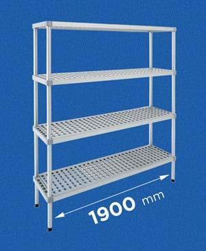 Scaffale per celle frigo modello ALUPLAST: in alluminio e plastica (polipropilene) - lunghezza 1900 mm