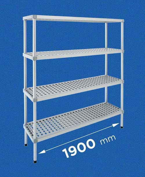 Scaffale per celle frigo modello ALUPLAST: in alluminio e plastica  (polipropilene) - lunghezza 1900 mm - Brescancin, Pordenone, Italia