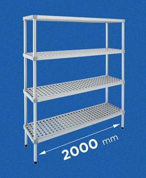 Scaffale per celle frigo modello ALUPLAST: in alluminio e plastica (polipropilene) - lunghezza 2000 mm