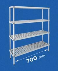 Cold room shelving ALUPLAST: shelf in aluminum and plastic - length 700 mm