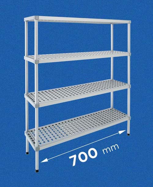 Scaffale per celle frigo modello ALUPLAST: in alluminio e plastica (polipropilene) - lunghezza 700 mm