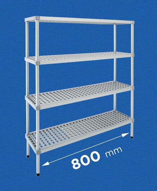 Scaffale per celle frigo modello ALUPLAST: in alluminio e plastica (polipropilene) - lunghezza 800 mm