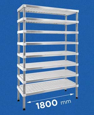 Scaffale INOXPLAST in acciaio e plastica: lunghezza 1800 mm
