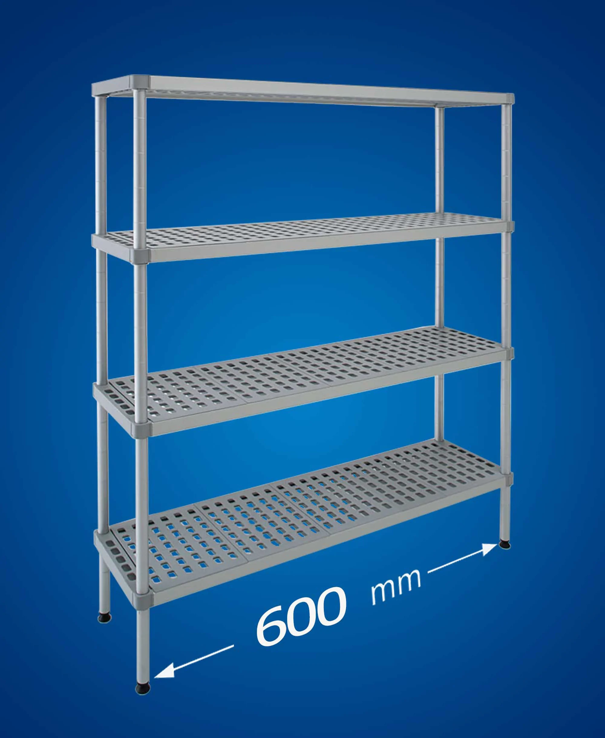 Scaffale per celle frigo modello ALUPLAST: in alluminio e plastica (polipropilene) - lunghezza 600 mm