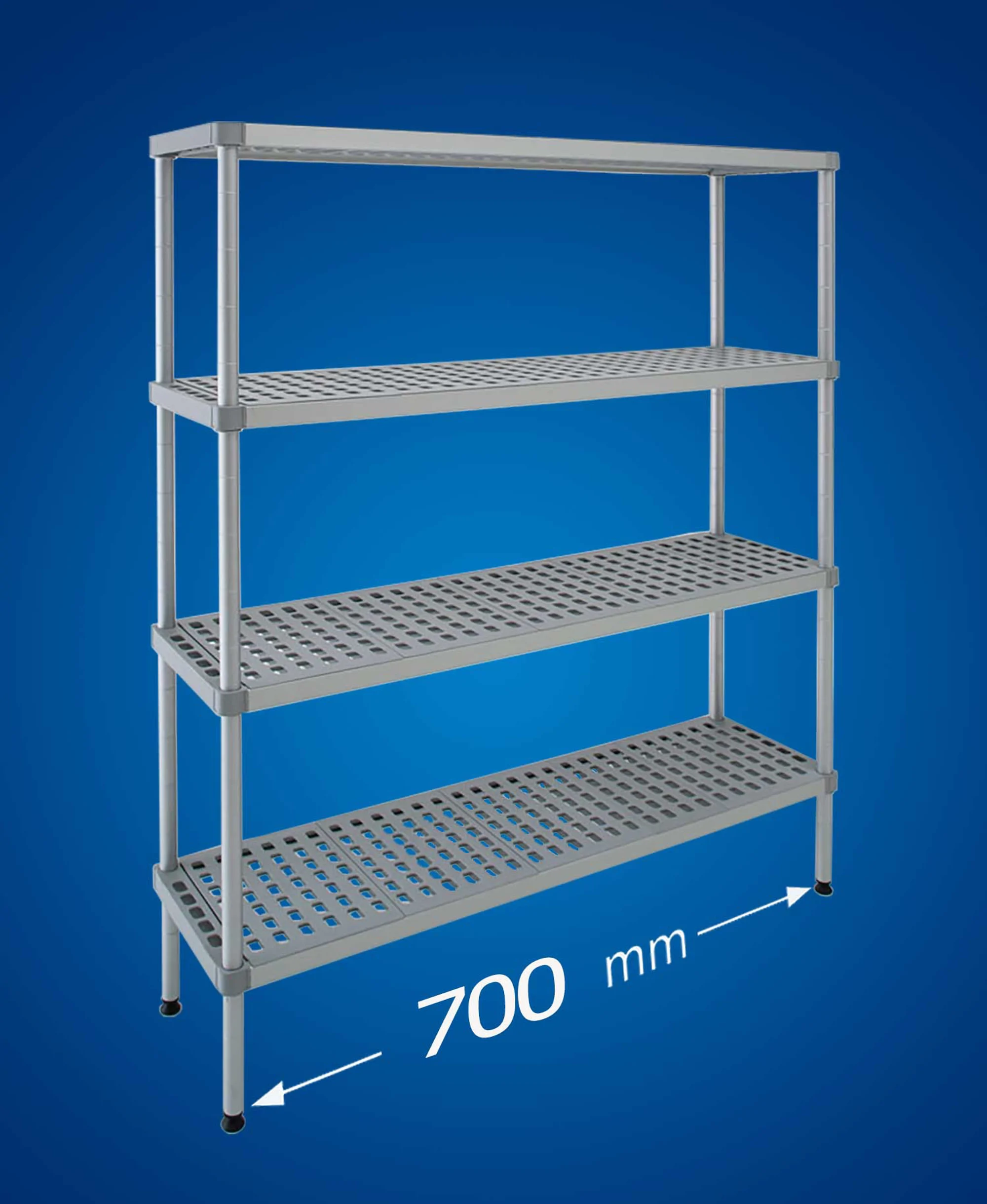 Scaffale per celle frigo modello ALUPLAST: in alluminio e plastica (polipropilene) - lunghezza 700 mm