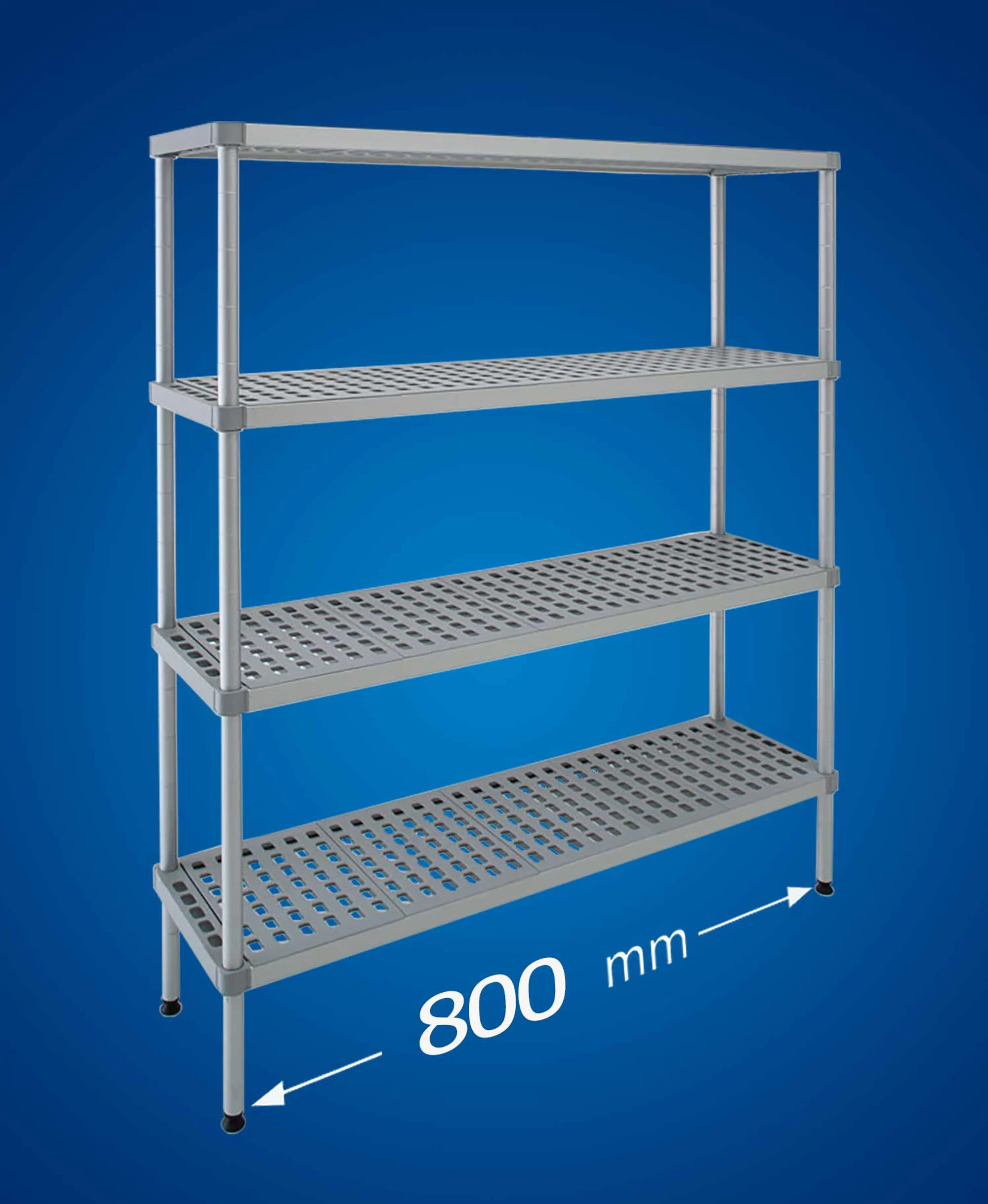 Scaffale per celle frigo modello ALUPLAST: in alluminio e plastica (polipropilene) - lunghezza 800 mm