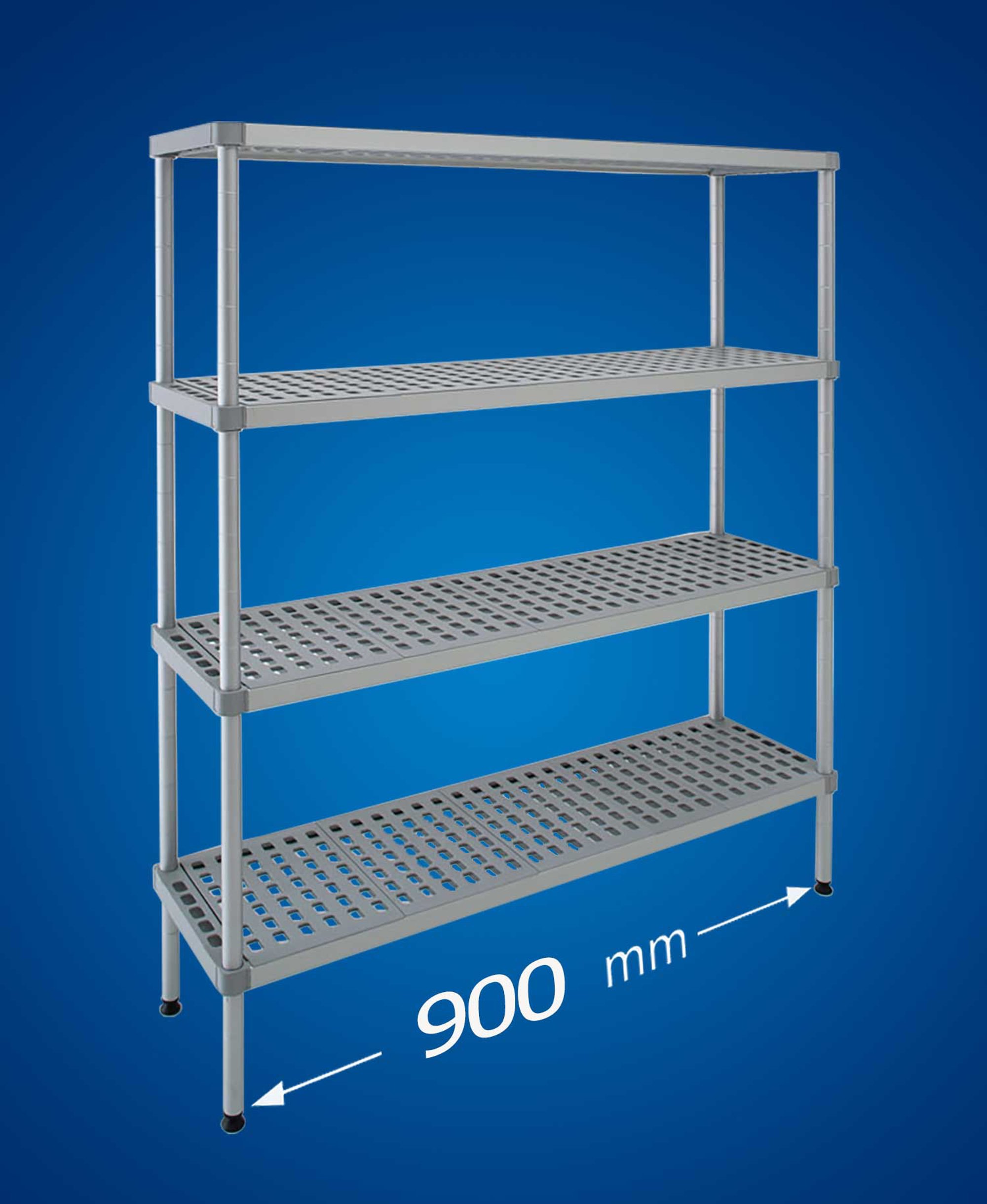Scaffale per celle frigo modello ALUPLAST: in alluminio e plastica (polipropilene) - lunghezza 900 mm