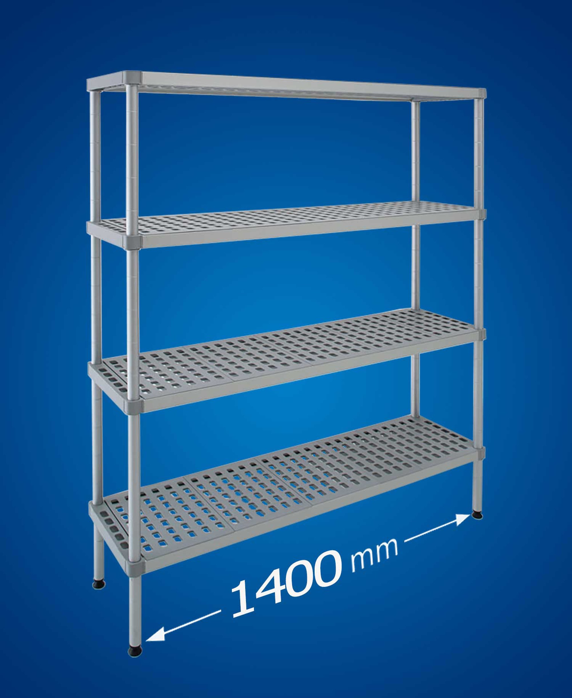 Scaffale per celle frigo modello ALUPLAST: in alluminio e polipropilene - lunghezza 1400 mm