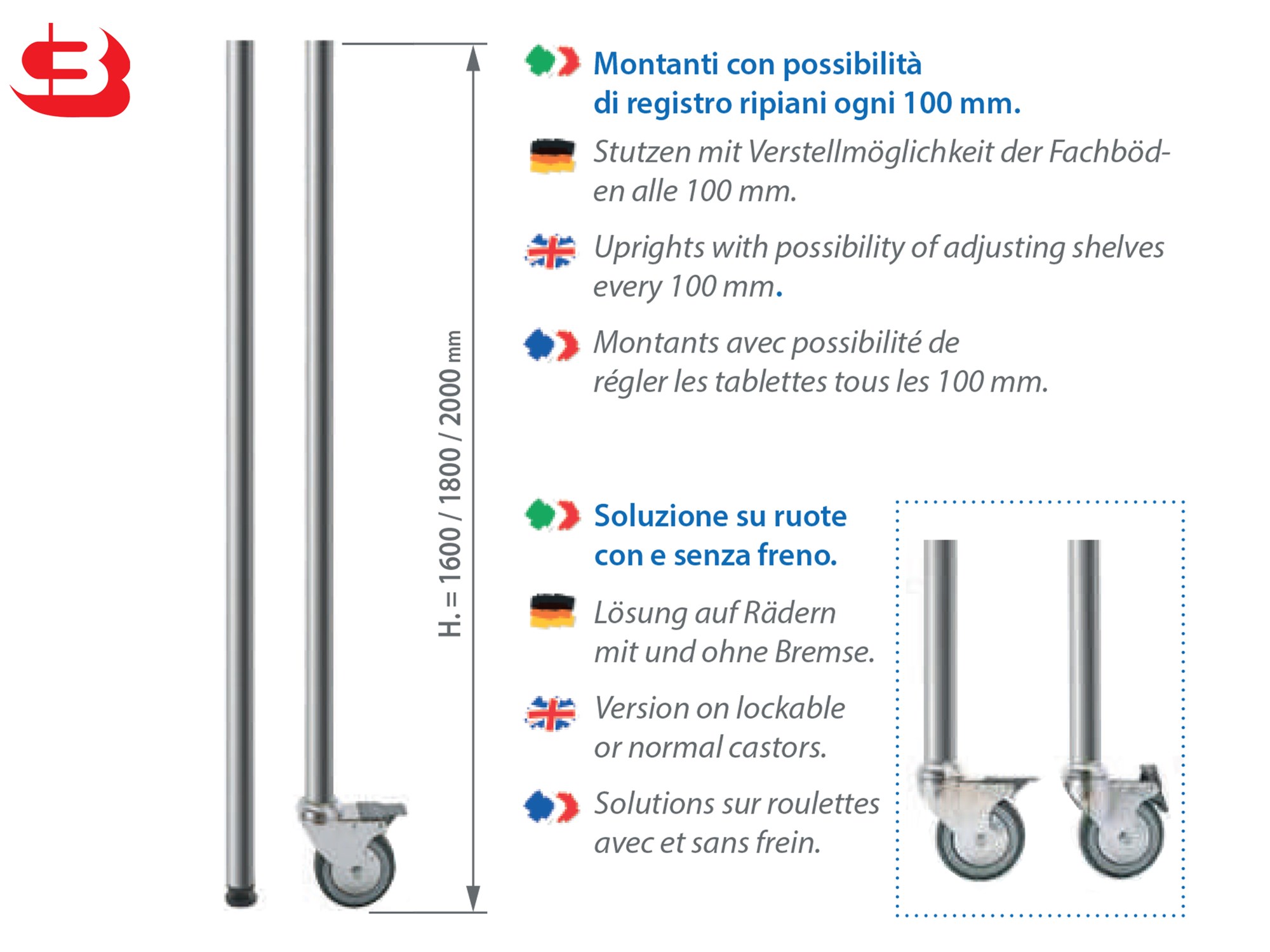 Scaffali INOXPLAST per le celle frigorifere e stagionatura dei formaggi